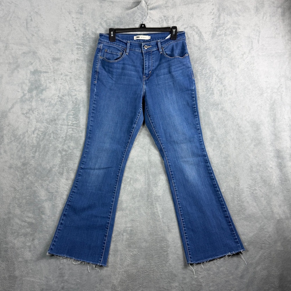 Levi's Womens 8 Blue 515 Bootcut Jeans Raw Hem Stretch Denim Boho Western Y2K